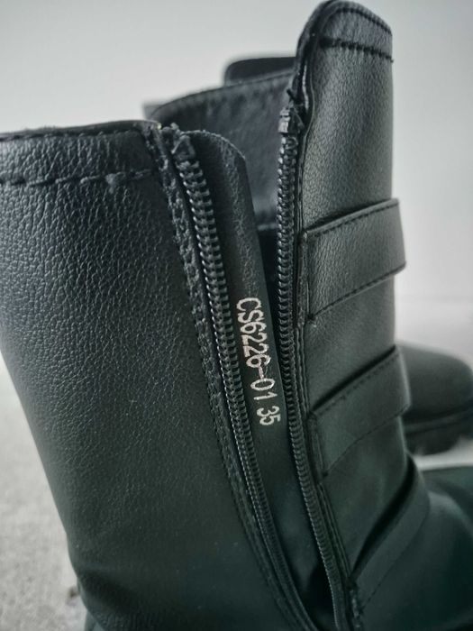 Deezee Czarne długie Kozaki 35 ocieplane futerko miś zimowe