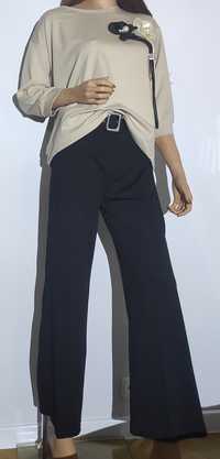 Eleganckie szerokie spodnie garniturowe damskie