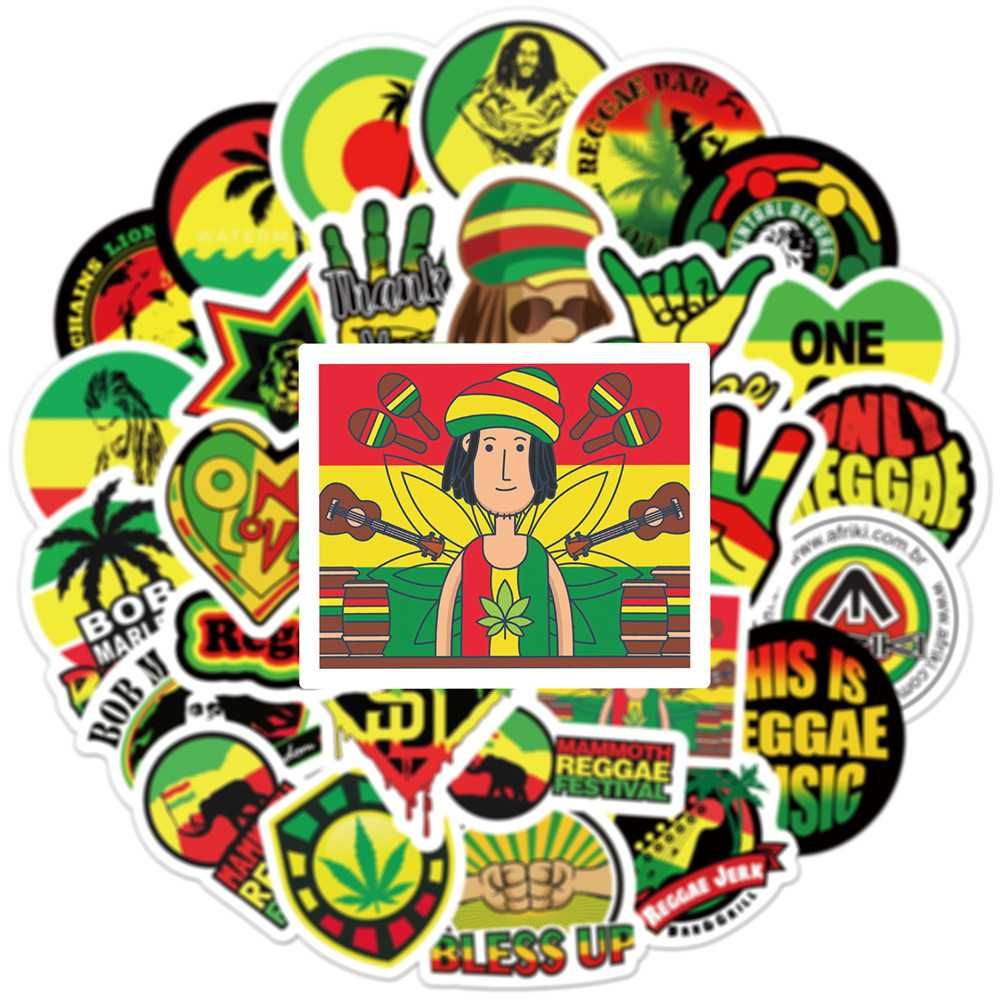 50 Autocolantes Reggae Bob Marley Música Etiquetas Adesivas