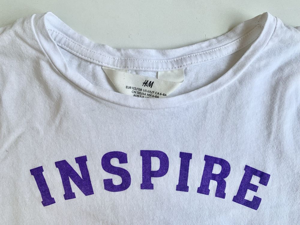 Biała bluzka z krótkim rękawem „inspire everyday”, H&M