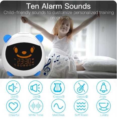 Zegar z alarmem dla dzieci MOESGO, trenażer snu, WiFi smart