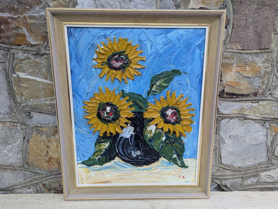 Słoneczniki Sygnatura F.K. Obraz Olejny