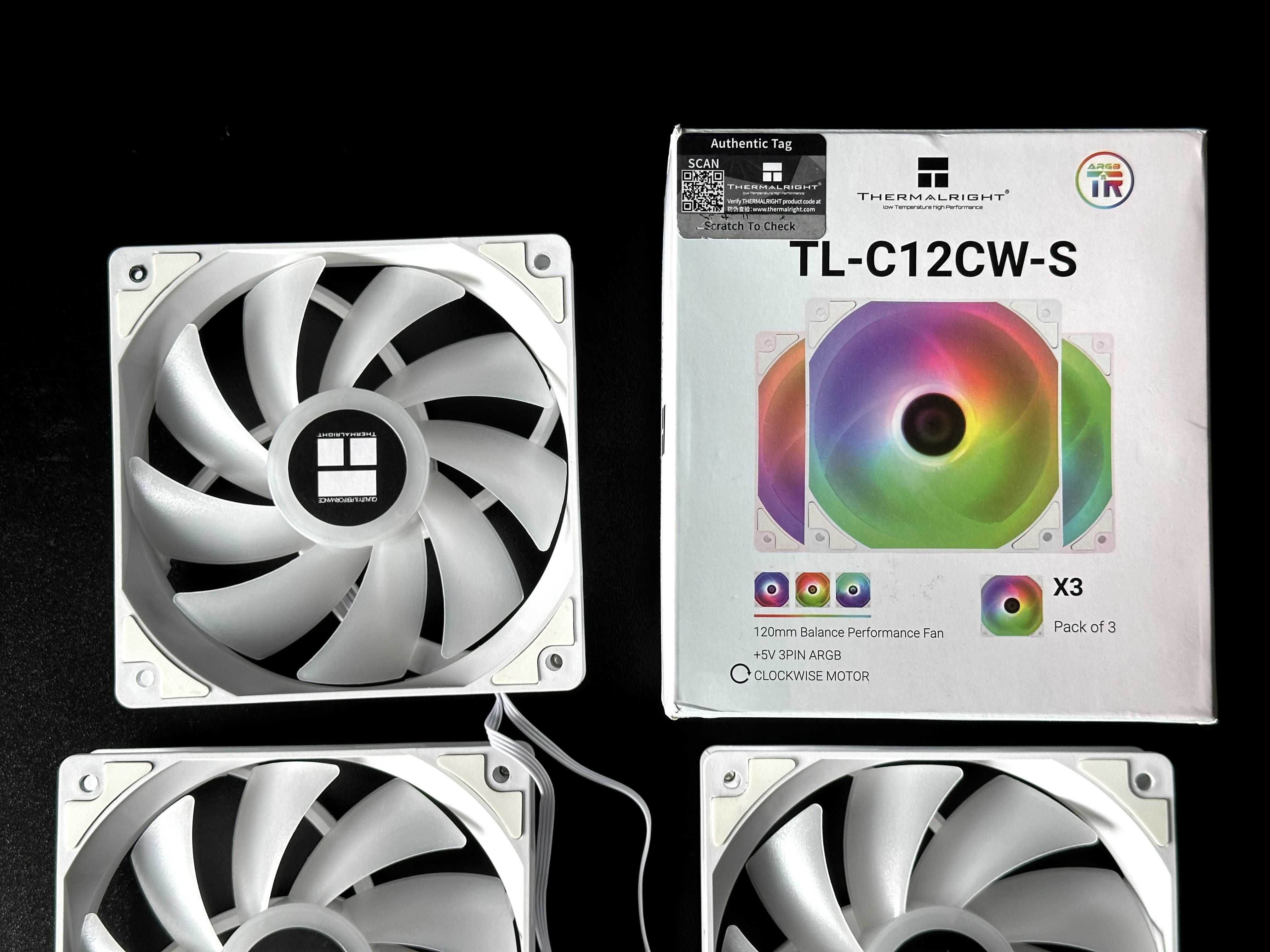 3 Wentylatory chłodzenia 120mm Thermalright TL-C12CW-S RGB 1500RPM