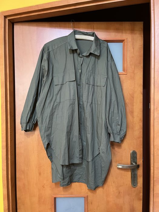 Koszula ciemna zieleń khaki asymetryczna