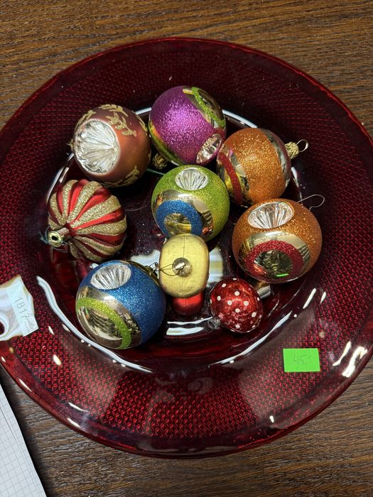 Zestaw 9 sztuk bombki reflektorki szklane kolorowe dekoracja święta