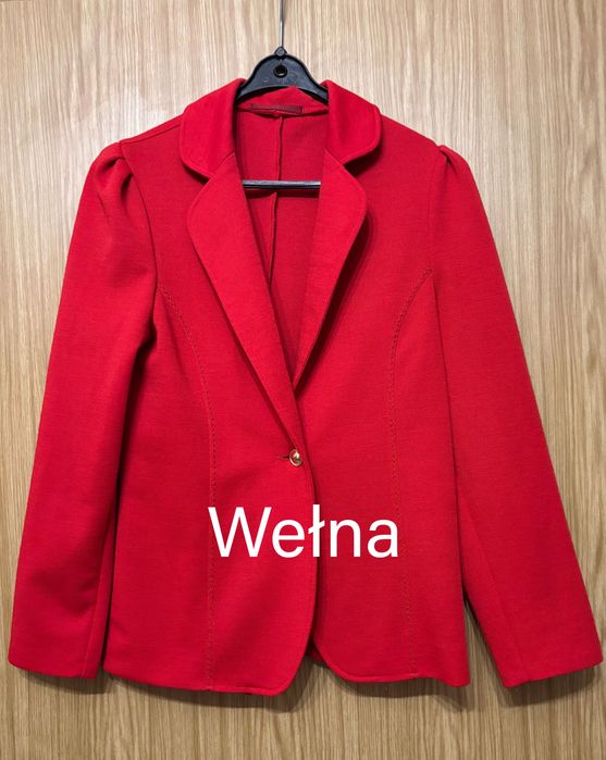 Wełniana czerwona marynarka damska 38