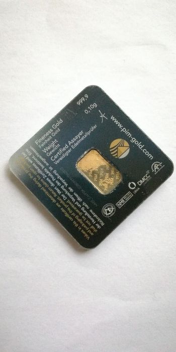 Ouro 99% 0,10g em barra certificado, selado e numerado PIM