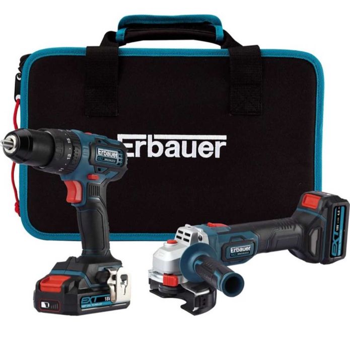 Zestaw wiertarko-wkrętarka + szlifierka kątowa