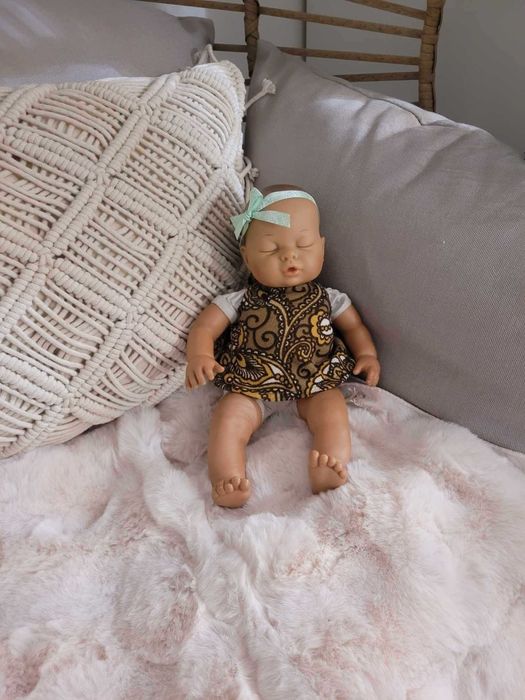 Ubranko dla lalki bobasa 30-34cm sukienka brązowa