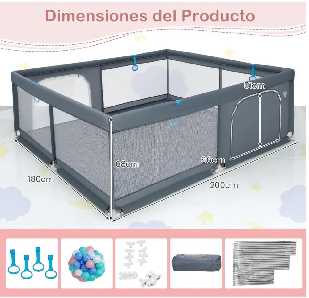 Parque infantil 200 x 180 x 68cm