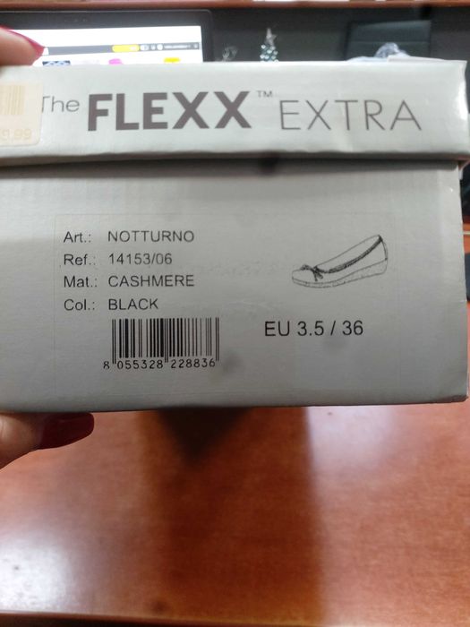 Balerinki damskie roz 36.5 Włoskie skóra Flexx 14153/06 czarne