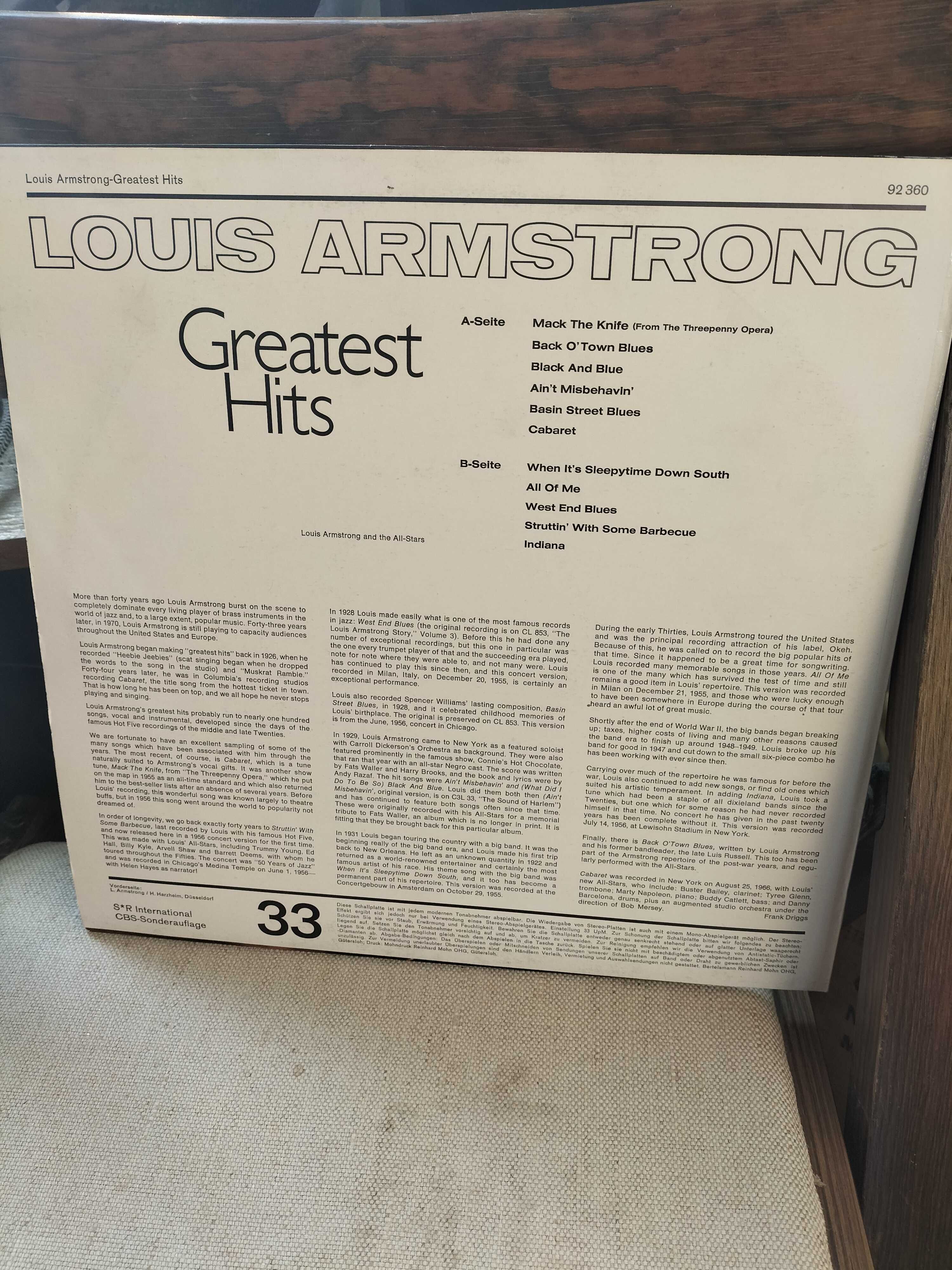 Winyl  Louis Armstrong   " Greatest Hits " near mint