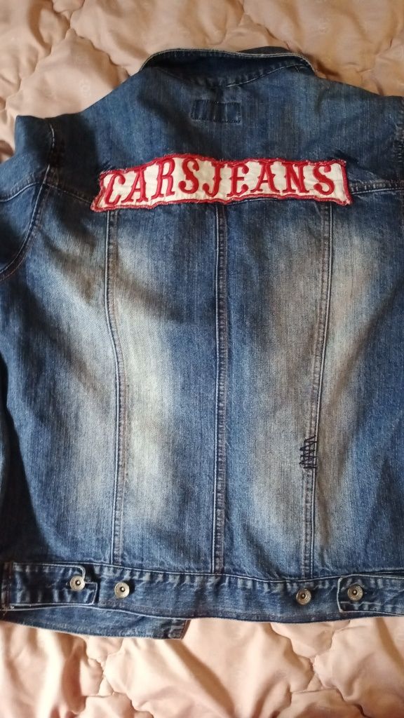 Куртка джинсова, джинсовка з нашивками та імітацією потертостей