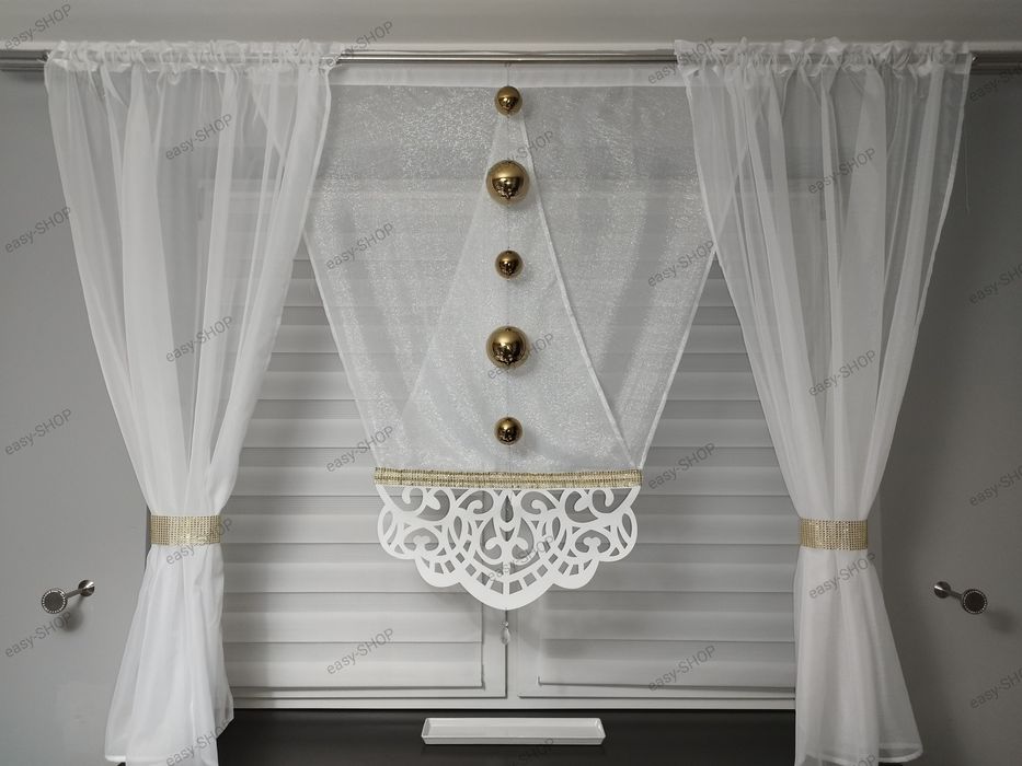 Złote kule girlanda do okna 100 cm