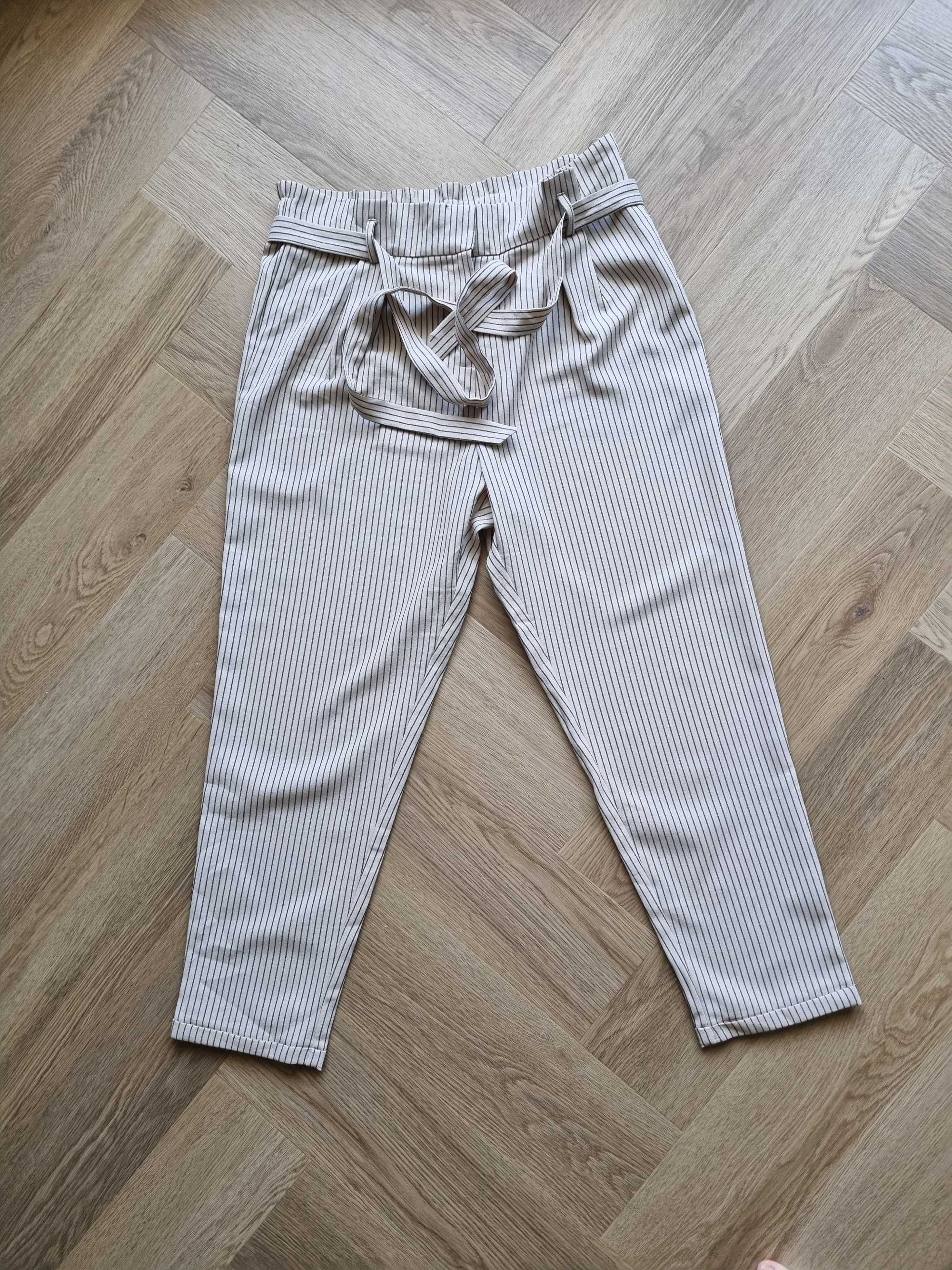 Damskie szerokie luźne spodnie w paski eleganckie wysoki stan