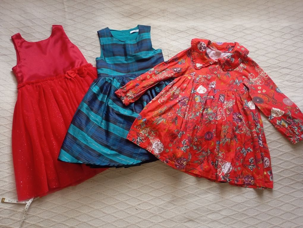 H&M 5-7L świąteczna elegancka sukienka brokatowa wyjściowa kokardka