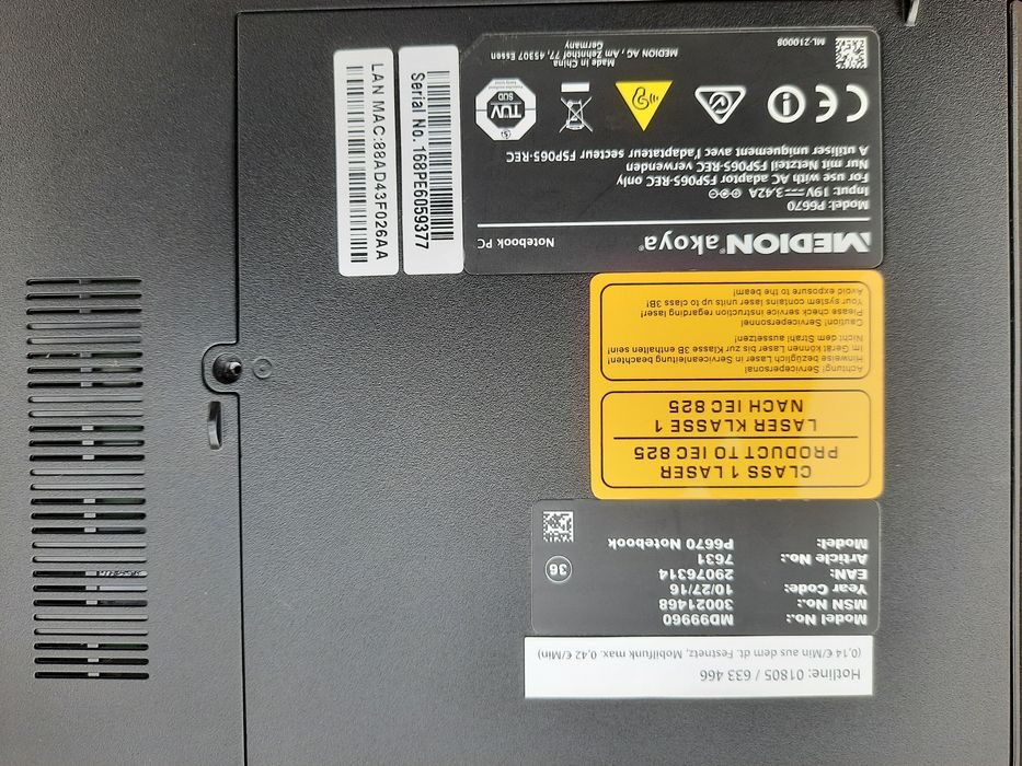 Ноутбук Medion p6670 md99960 i5-6200u 2gb GeForce 940MX не рабочий