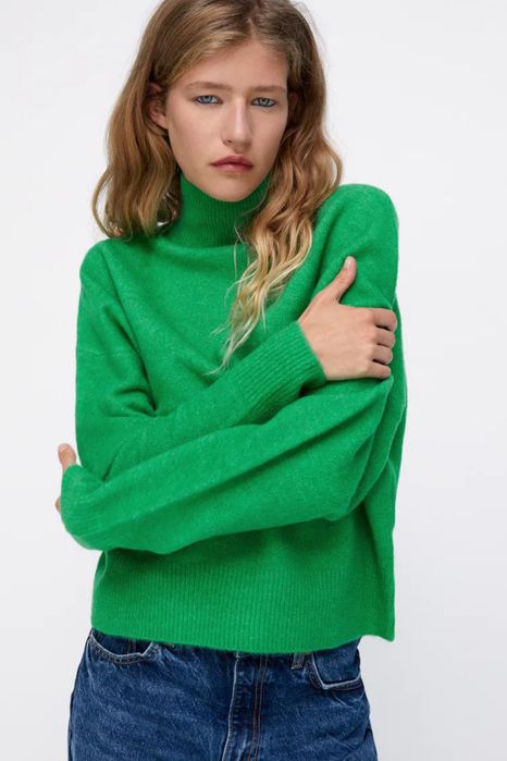 Чорно-білий светр у смужку кофта кофтинка джемпер Zara чорний зелений
