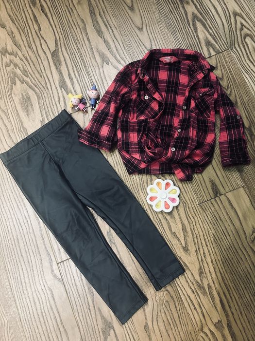 Шкіряні лосіни H&M штани рубашка фірма для дівчинки 2-3 роки розмір 98