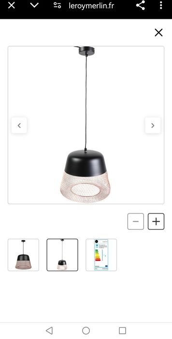 Candeeiro suspenso cor preto e cobre