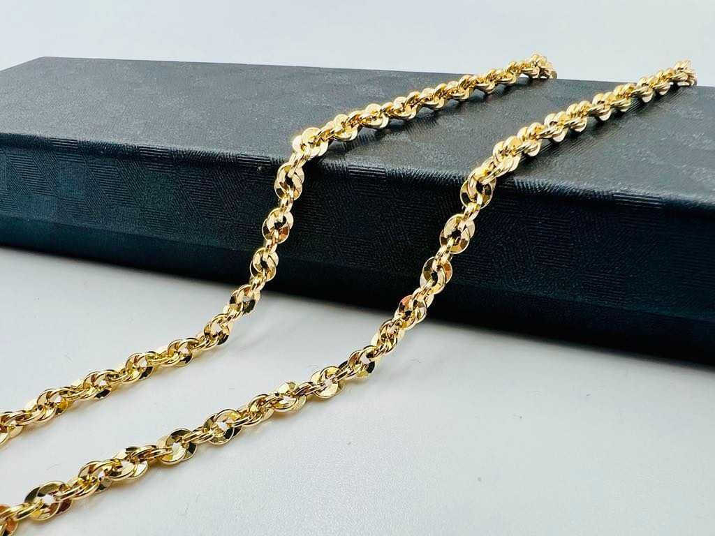 Złoty Łańcuszek Korda Kordel Rolo 585 Cechowany 45 cm