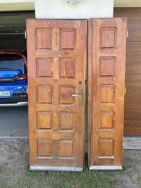 Sprzedam drzwi zewnętrzne drewniane z dostawką