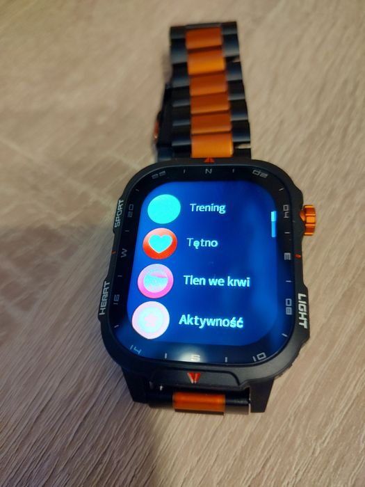 Smartwatch z kompasem 1100mAh na sylikonowym czarnym pasku