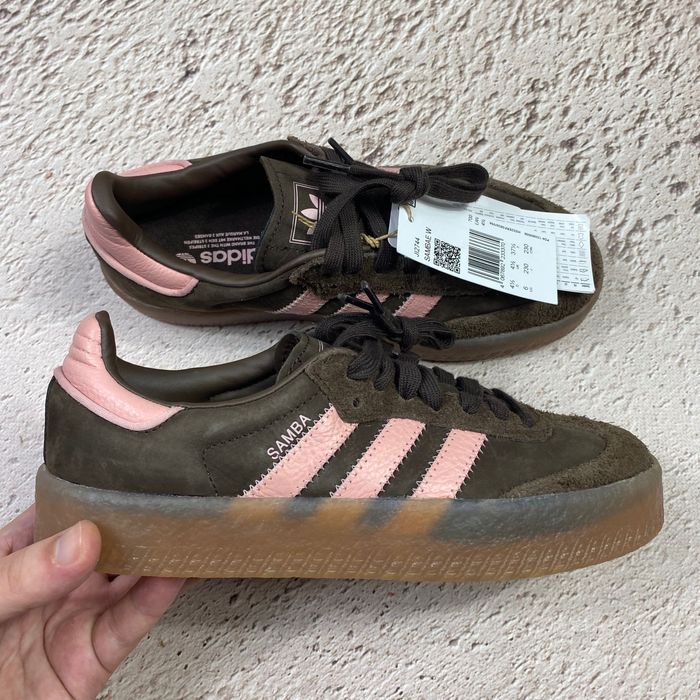 ji2744 оригінал жіночі кеди adidas samba og platform xlg dark brown