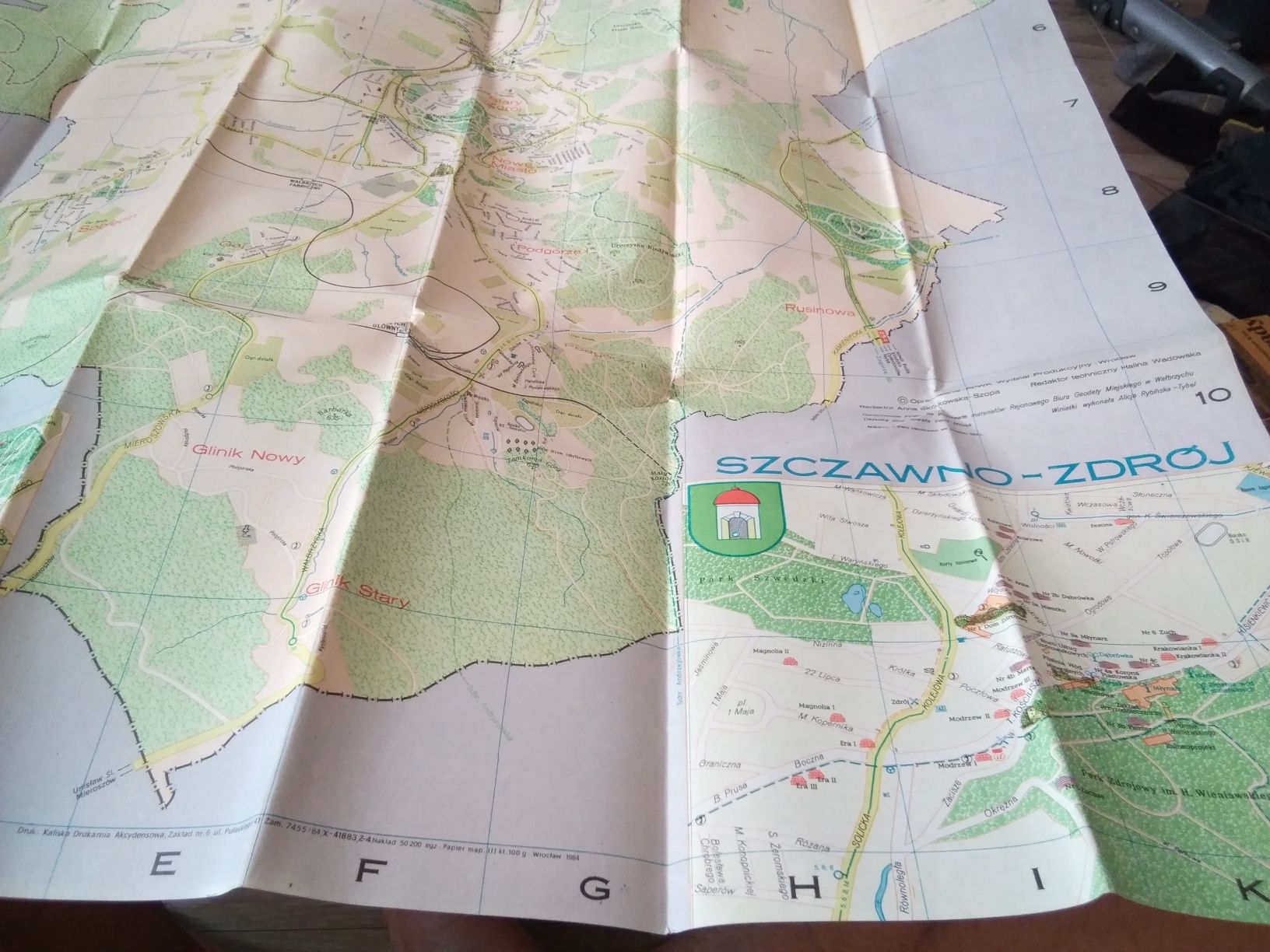Plan miasta Wałbrzych i Szczawno Zdrój.