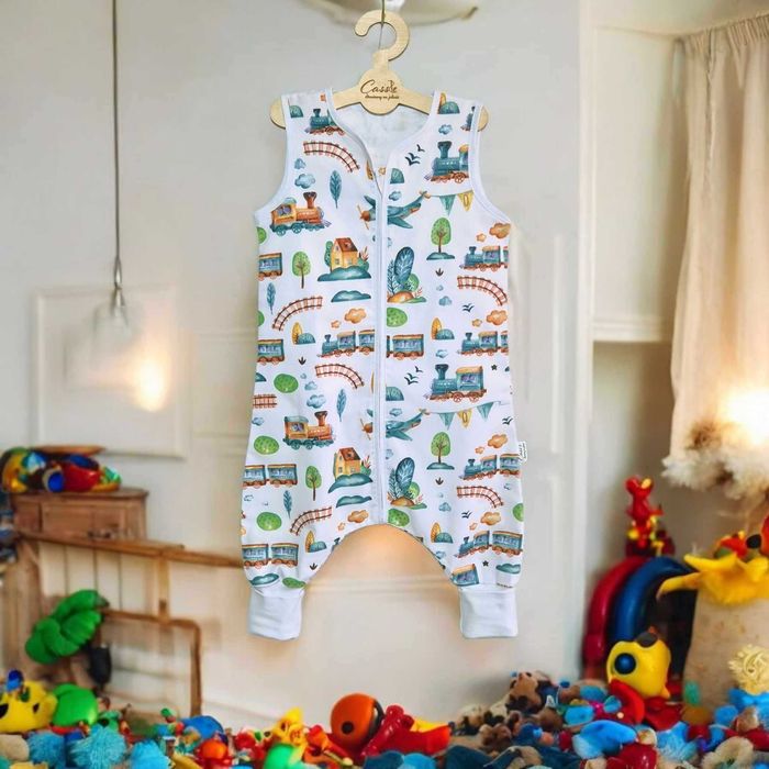 Śpiworek z nogawkami standard 1,6 tog rozmiar 122 wzór Lokomotywa kol