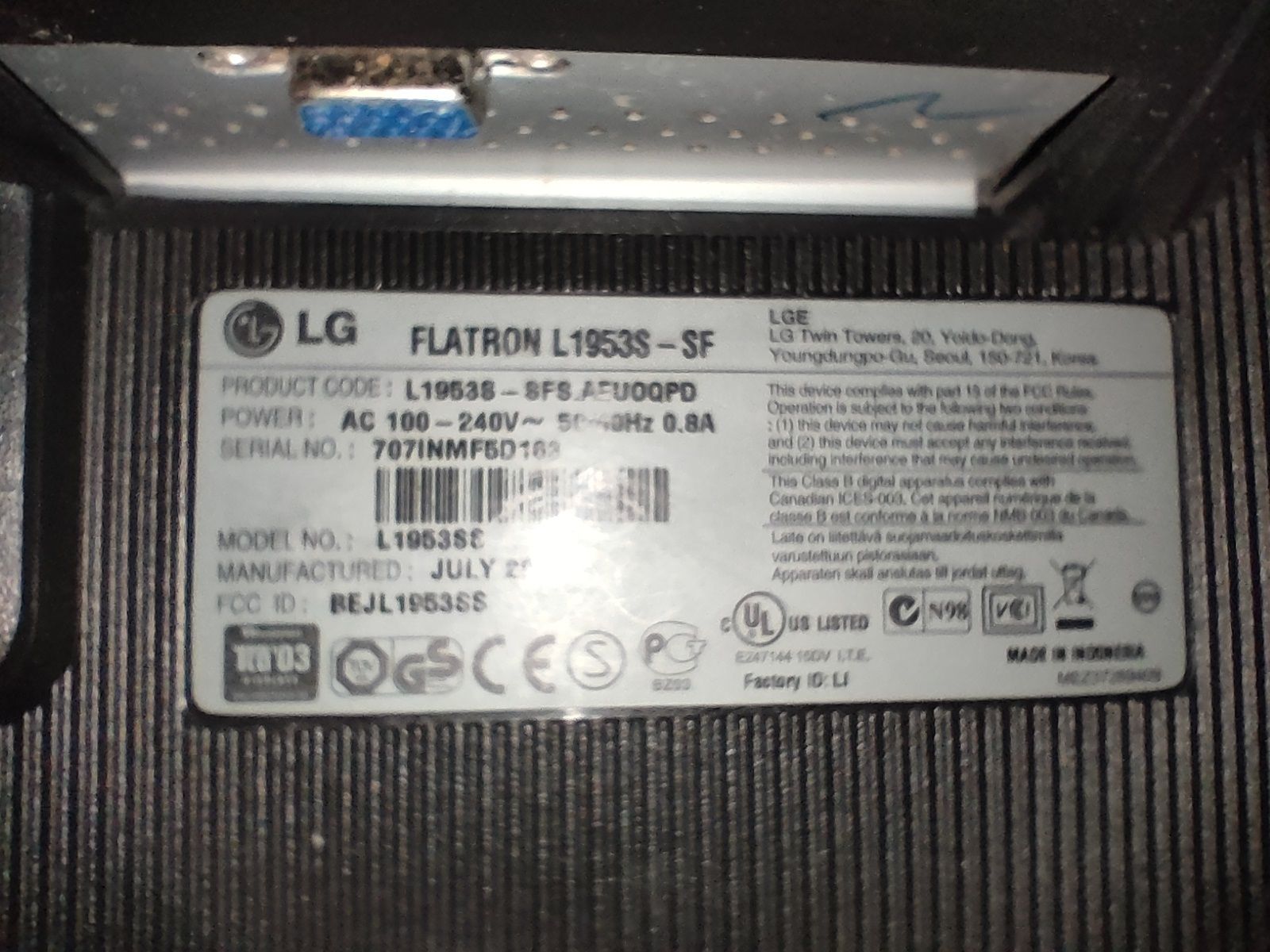 Monitor LG flatron 1953 s