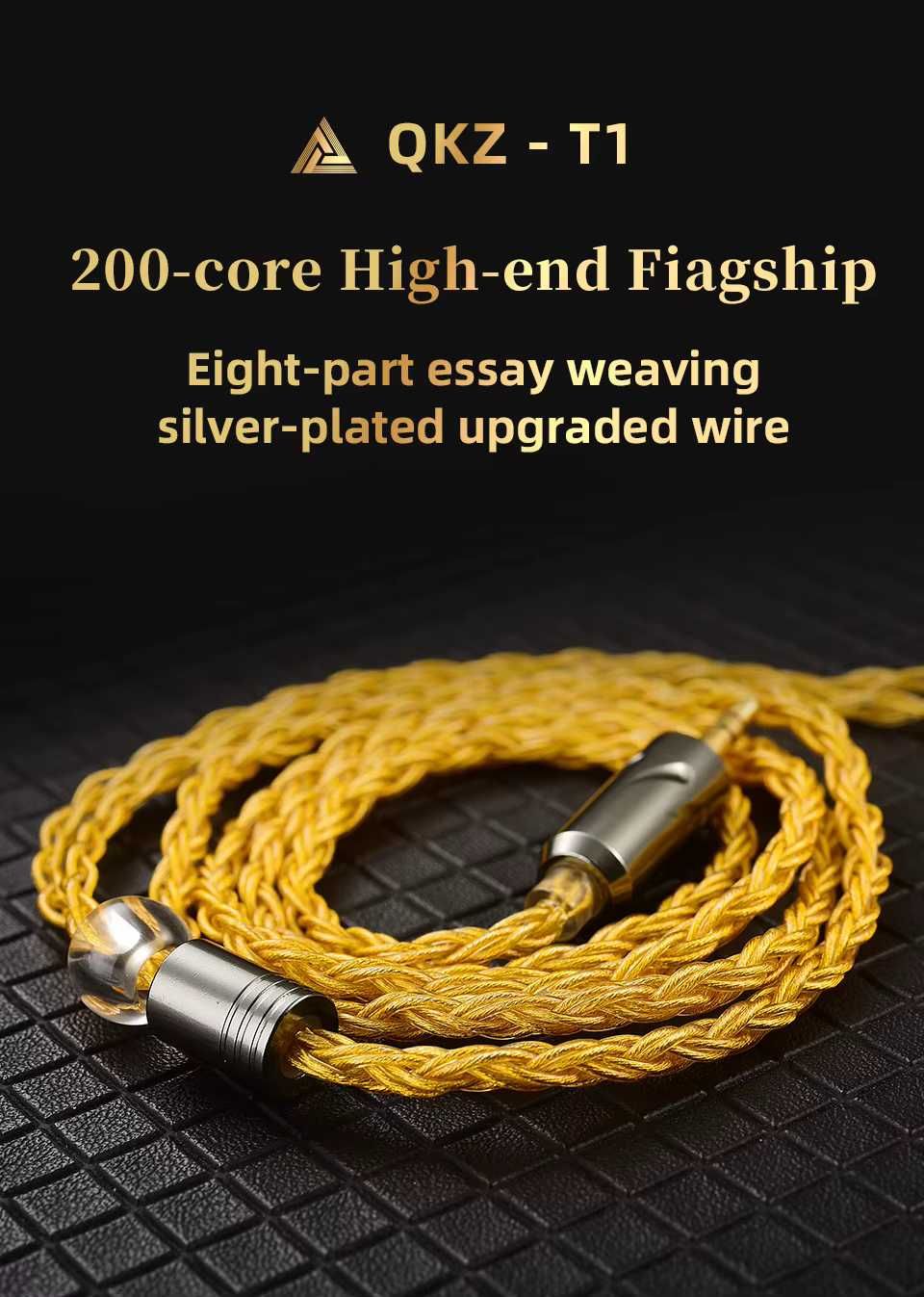 Кабель для навушників [QKZ T1] 2pin QDC [0.75mm С-pin] 3.5mm audiojack