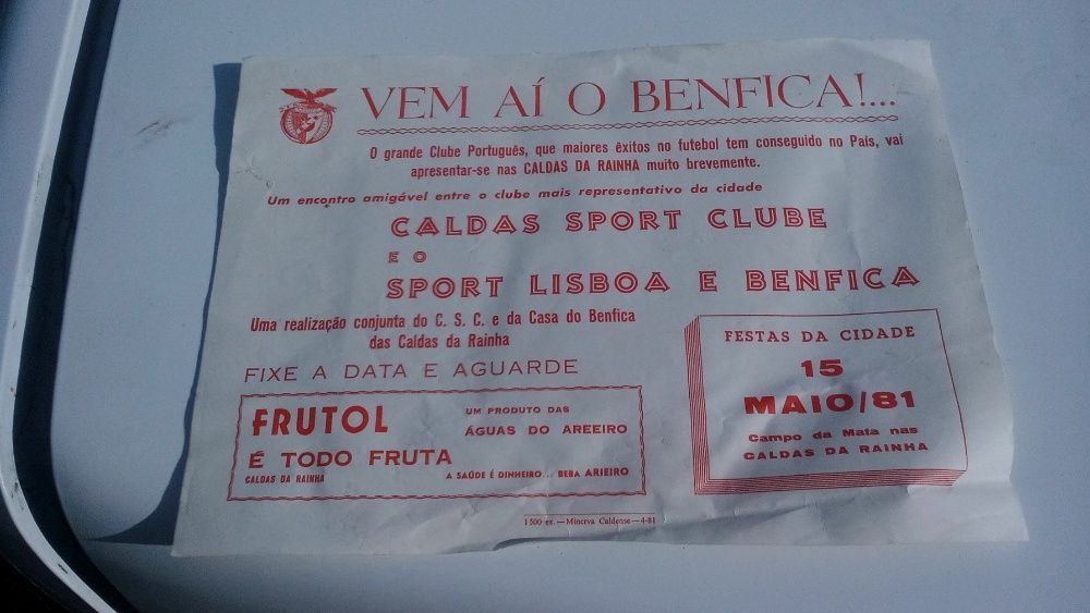 panfletos grandes do Caldas-Benfica