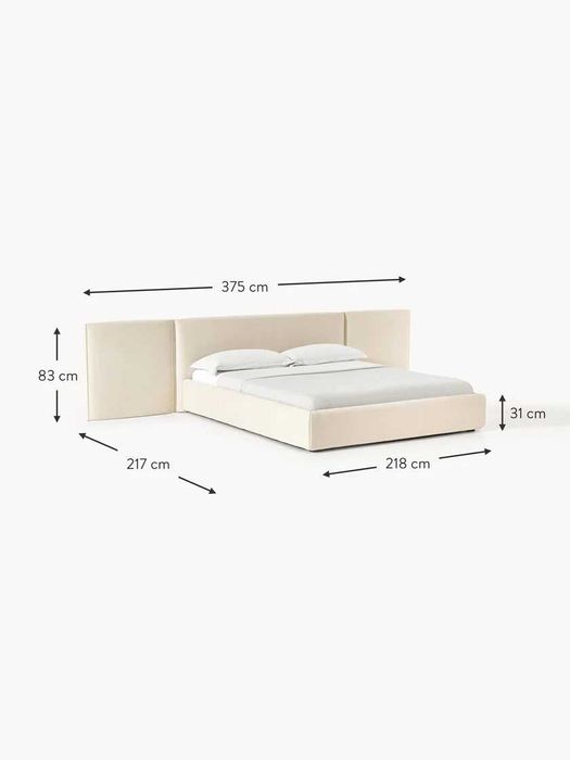Łóżko tapicerowane z rozkładanym zagłówkiem Otis