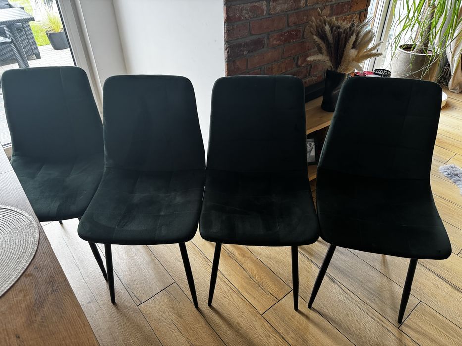 Krzesła welurowe 4szt butelkowa zieleń