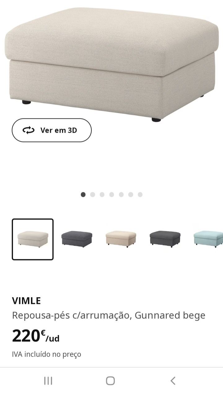 Repousa-pés / puff Vimle Ikea com arrumação