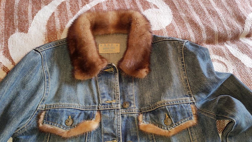 Куртка джинс с норкой М курточка
