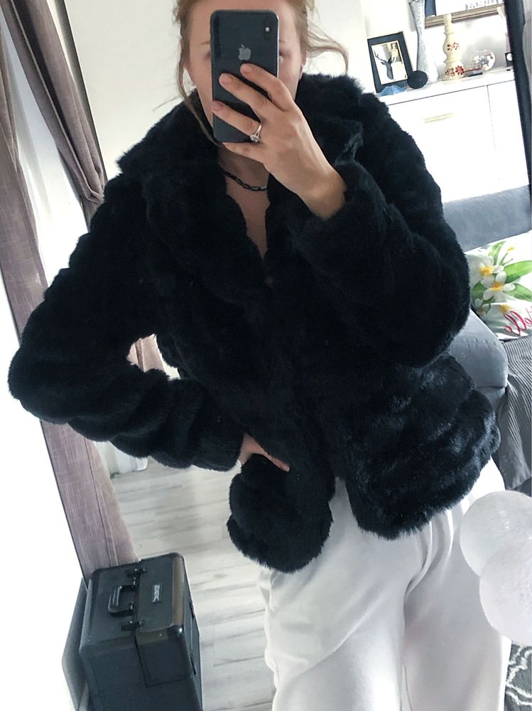 Gianni Black Fake Mink Fur Short Futerko Sztuczne Norki