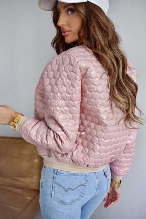 Kurtka pikowana bomberka różowa i niebieska
