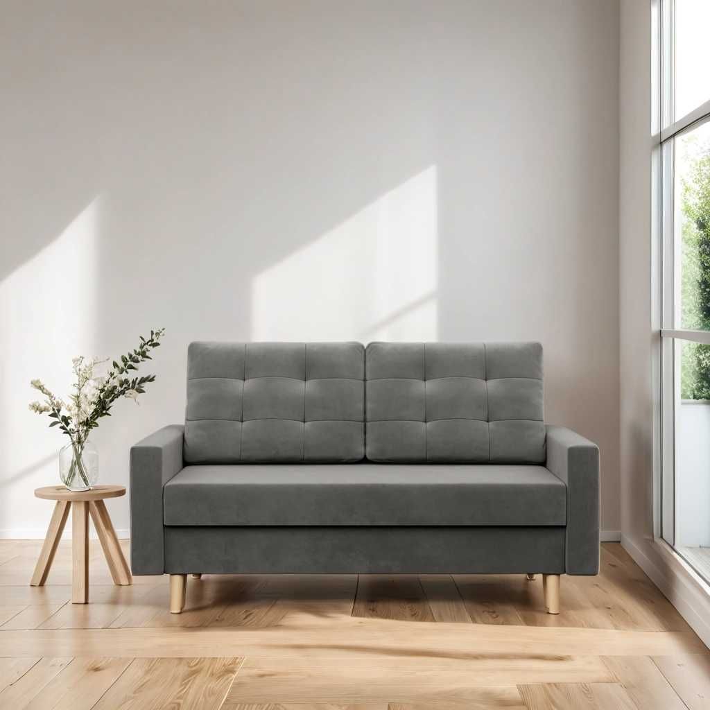 Sofa Kanapa 2-osobowa Rozkładana do Salonu Poczekalni Pojemnik Blank