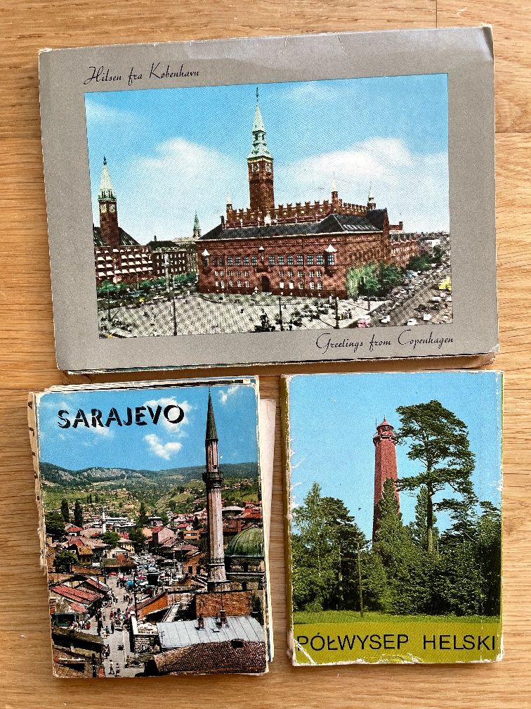Stare pocztówki harmonijkowe Polska Jugosławia Dania