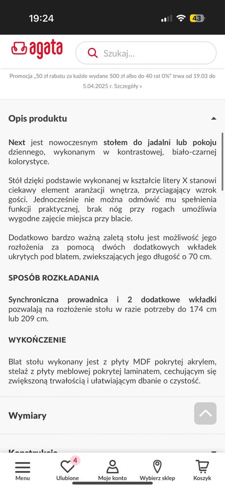 Stół rozkladany 139-209cm