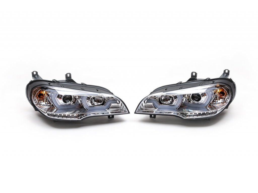 BMW X5 E70 Передні фари з LED підсвіткою Silver Knight (2 шт, світлі)