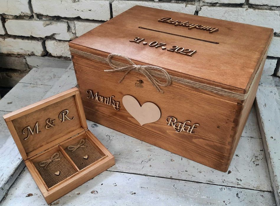 Pudełko na koperty, pudełko na obrączki, personalizowane