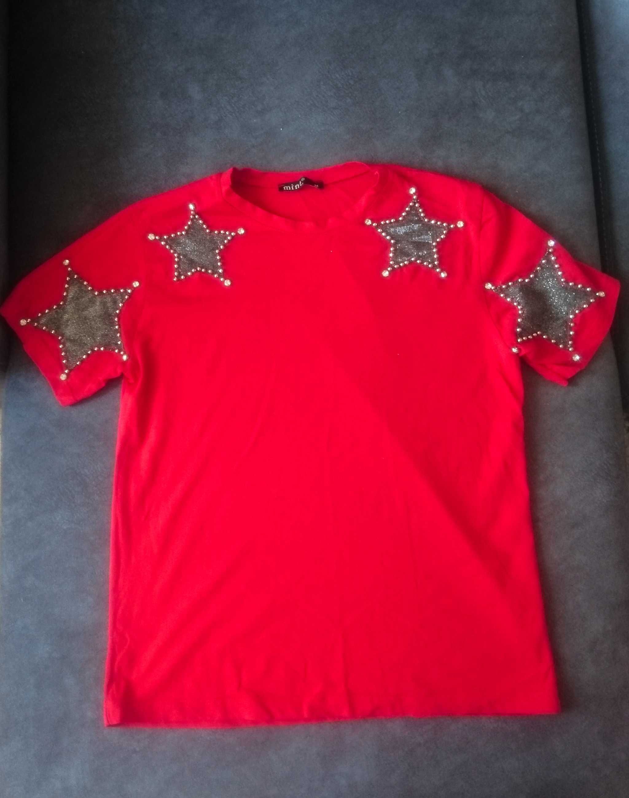 Bluzka, t-shirt z cyrkoniami Mint,  36/38  S/M
