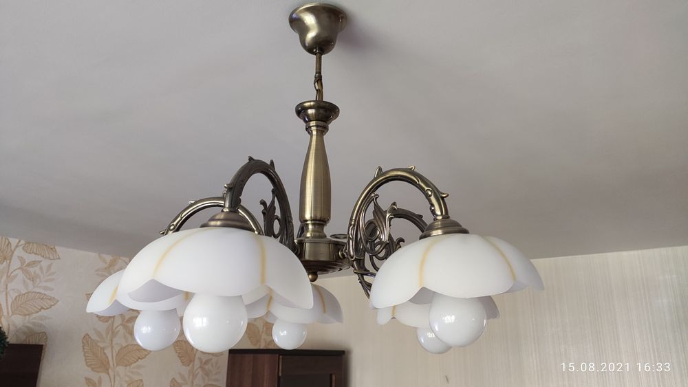 Żyrandol retro 5 żarówkowy + 2 kinkiety 1 żarówkowe