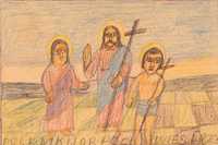 Nikifor Krynicki (1895 - 1968) Chrystus z dwoma świętymi