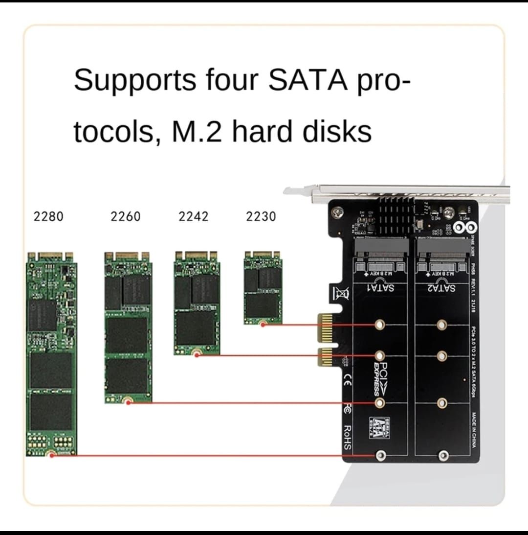 Переходник m2 sata x2 to pcie x1