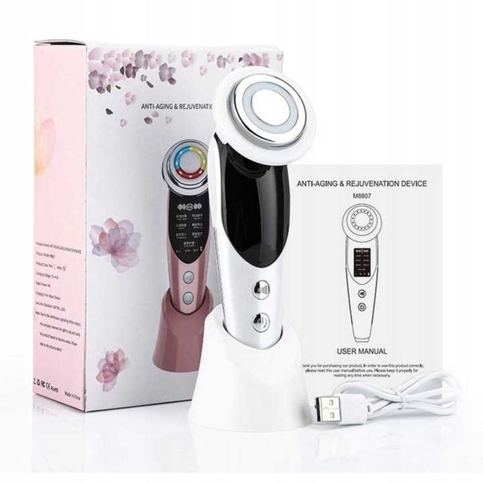 Masażer twarzy EMS Mezoterapia bezigłowa Lifting 7w1 do masażu Beauty