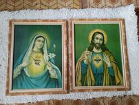 Komplet obrazów religijnych PRL vintage